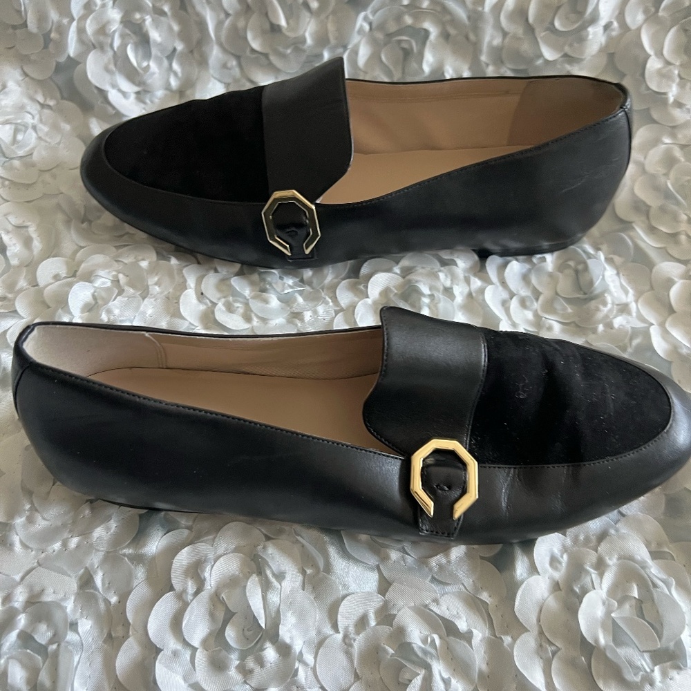 Cole Haan Teresa Black Leather Suede Loafer W11